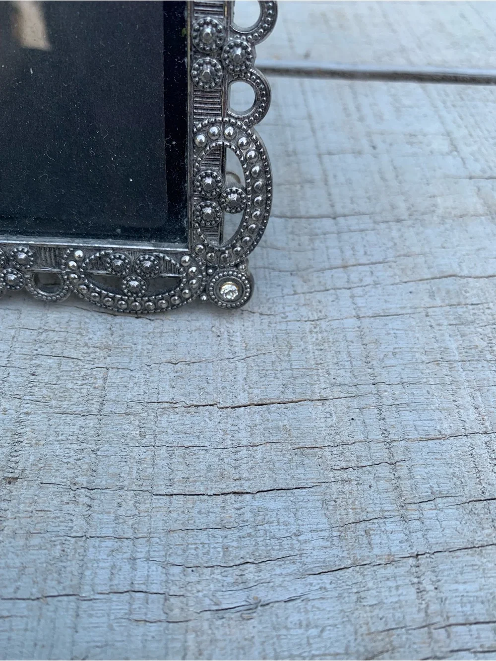 Vintage Silver Tone Ornate Metal Picture Frame Jeweled Rhinestone Marcasite 5x7